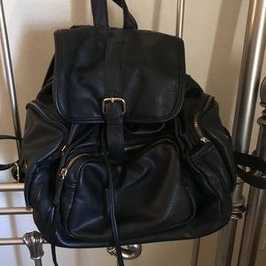 Forever 21 Really Big Black Faux Leather Backpack